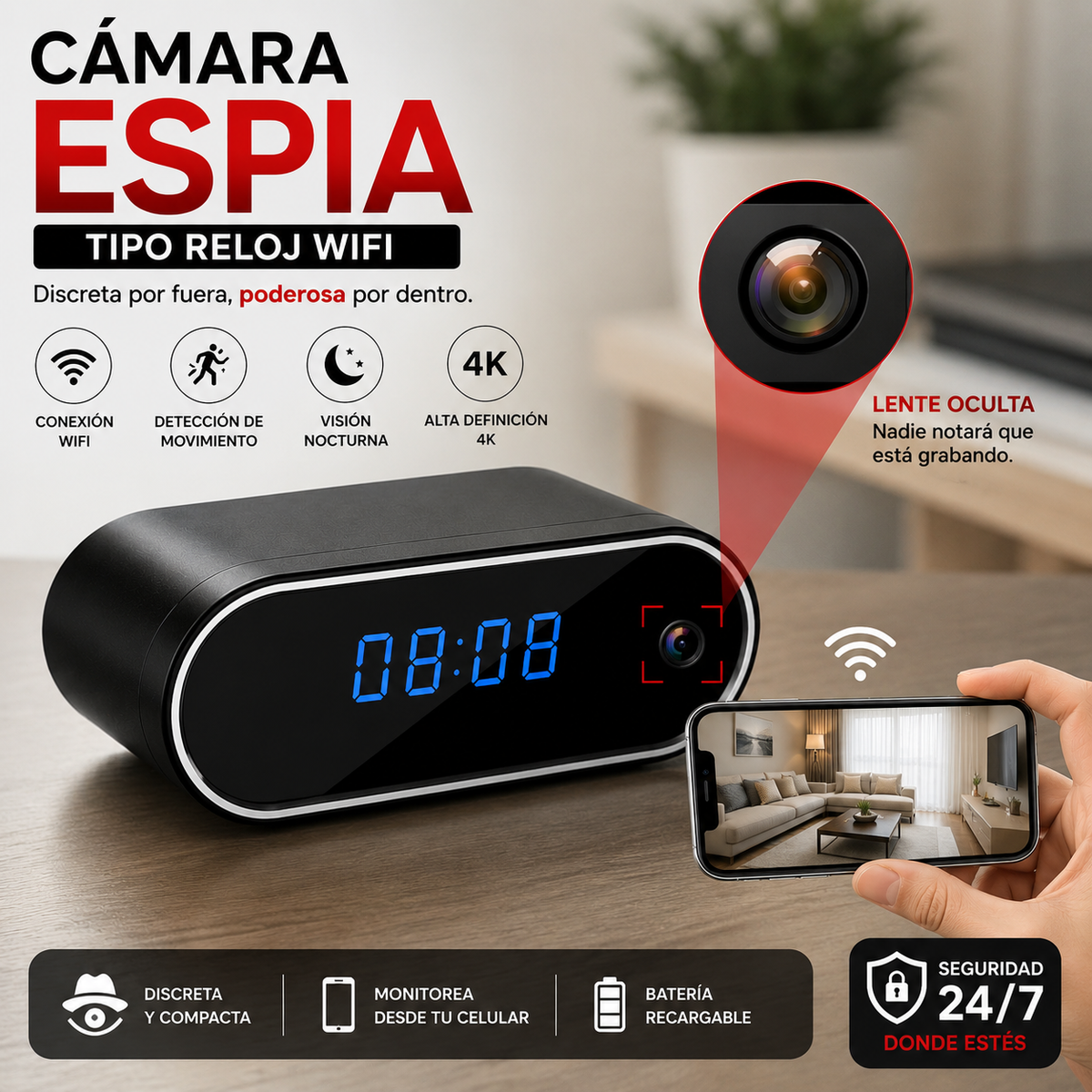 Cámara Wi-Fi tipo reloj-ESPIA