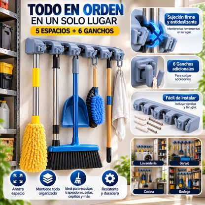 SOPORTE DE PARED PARA ESCOBAS Y TRAPEADORES